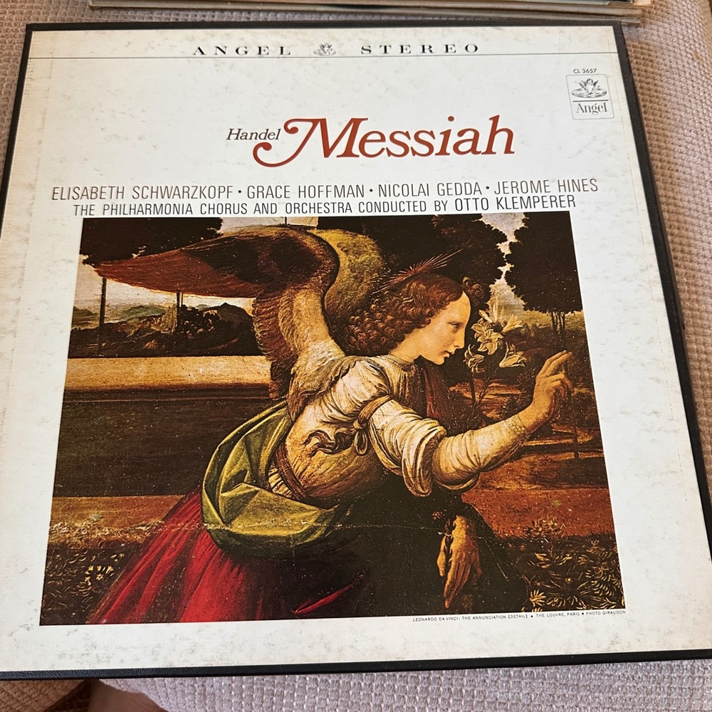 Handel Messiah Angel Stereo 3LP Box Set Schwarzkopf Klemperer‎ Philharmonia
